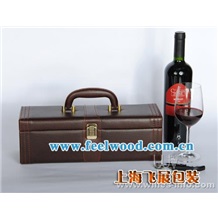 上海飛展工廠 現貨批發紅酒包裝盒單支咖啡色皮酒盒