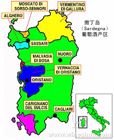 地理环境撒丁岛(sardegna)葡萄酒产区位于地中海中部意大利西部,是