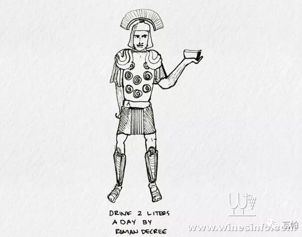 公元前200年,为了身体健康,罗马士兵们被鼓励每天喝2