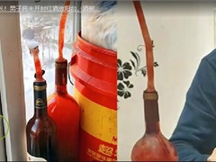 未开封红酒放阳台被冻得冲开瓶塞变“红烛”